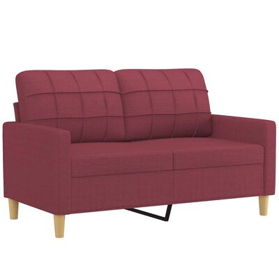 vidaXL 2-dijelni set sofa s jastucima crvena boja vina od tkanine