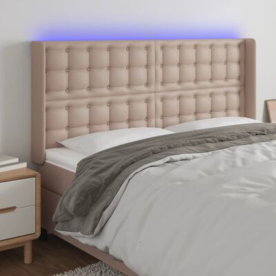 vidaXL LED uzglavlje boja cappuccina 203x16x118/128cm umjetna koža