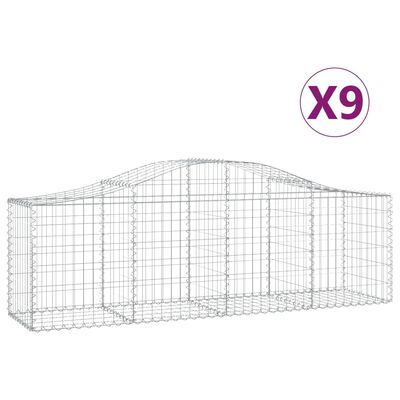 vidaXL Lučne gabionske košare 9 kom 200x50x60/80 cm pocinčano željezo