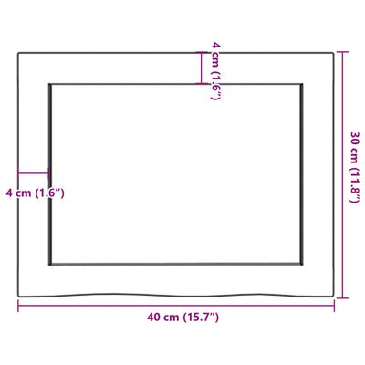 vidaXL Kupaonska radna ploča svjetlosmeđa 40x30x(2-6) cm masivno drvo