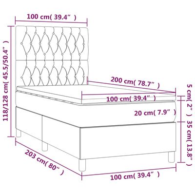 vidaXL Krevet s oprugama i madracem tamnosmeđi 100 x 200 cm od tkanine