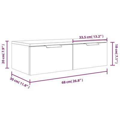 vidaXL Zidni ormarić dimljeni hrast 68x30x20 cm konstruirano drvo