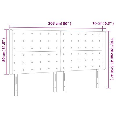 vidaXL Uzglavlje s ušima bijelo 203x16x118/128 cm od umjetne kože