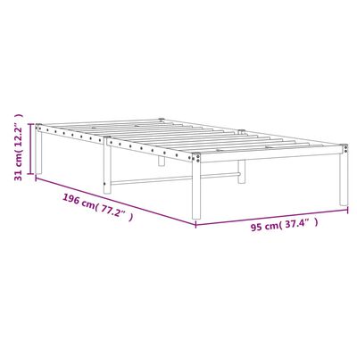 vidaXL Metalni okvir za krevet crni 90 x 190 cm