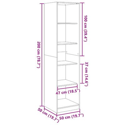 vidaXL Ormar bijeli 50 x 50 x 200 cm od konstruiranog drva