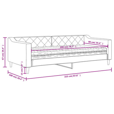 vidaXL Dnevni krevet s madracem krem 90 x 200 cm od tkanine