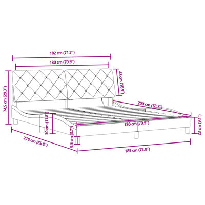 vidaXL Okvir kreveta s LED svjetlima crni 180 x 200 cm baršunasti