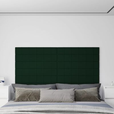 vidaXL Zidne ploče 12 kom tamnozelene 90 x 15 cm baršunaste 1,62 m²