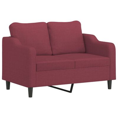 vidaXL 3-dijelni set sofa s jastucima crvena boja vina od tkanine