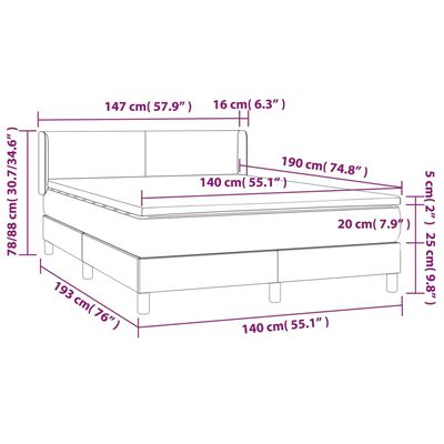 vidaXL Krevet s oprugama i madracem crni 140 x 190 cm od umjetne kože