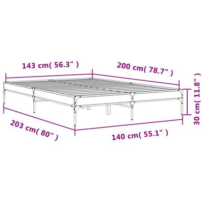 vidaXL Okvir kreveta crni 140 x 200 cm od konstruiranog drva i metala