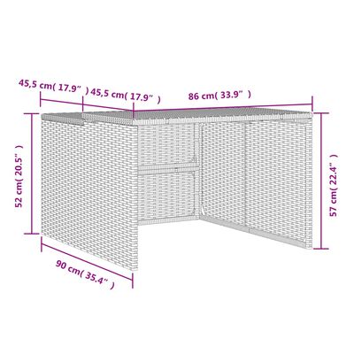 vidaXL Garaža za robotsku kosilicu siva 86x90x52/57 cm od poliratana