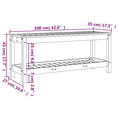 vidaXL Vrtna klupa 108x35x45 cm od masivnog drva duglazije