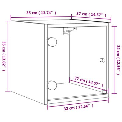 vidaXL Noćni ormarići staklena vrata 2 kom boja betona 35x37x35 cm