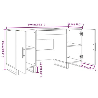 vidaXL Radni stol boja dimljenog hrasta 140x50x75 cm konstruirano drvo