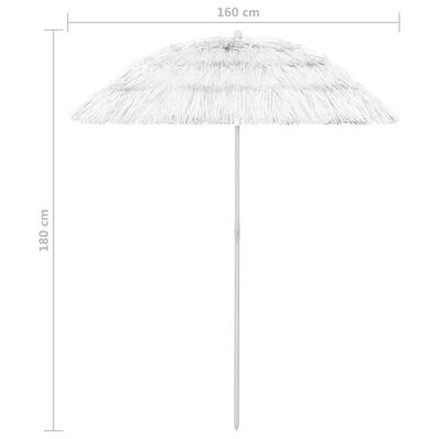 vidaXL Suncobran za plažu Hawaii bijeli 180 cm