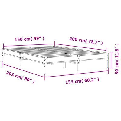 vidaXL Okvir za krevet boja hrasta 150x200cm konstruirano drvo i metal