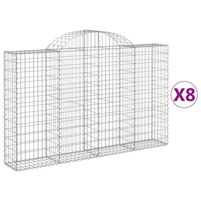 vidaXL Lučne gabionske košare 8 kom 200x30x120/140cm pocinčano željezo