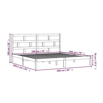 vidaXL Okvir za krevet od masivne borovine bijeli 200 x 200 cm