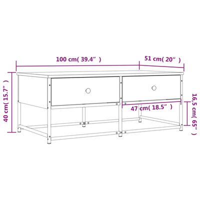 vidaXL Stolić za kavu boja hrasta 100 x 51 x 40 cm konstruirano drvo