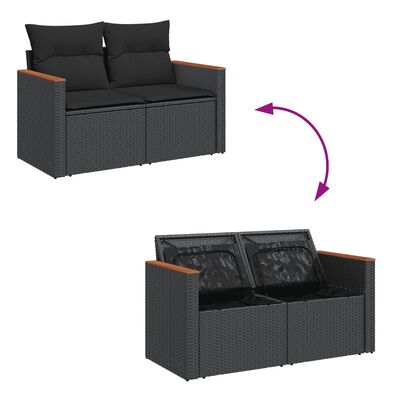 vidaXL 12-dijelni set vrtnih sofa od poliratana s jastucima crni