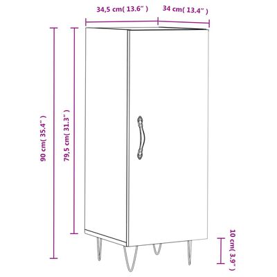 vidaXL Komoda bijela 34,5 x 34 x 90 cm od konstruiranog drva