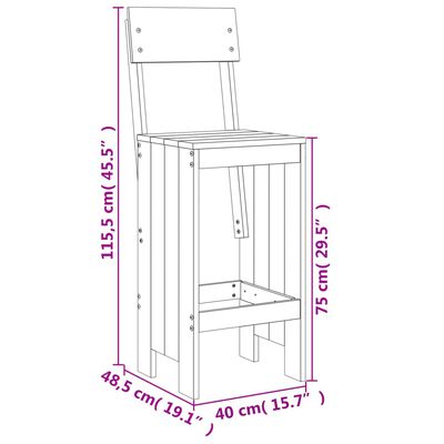 vidaXL Barski stolci 2 kom 40 x 48,5 x 115,5 cm od masivne duglazije