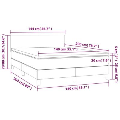 vidaXL Krevet box spring s madracem LED crni 140x200cm od umjetne kože