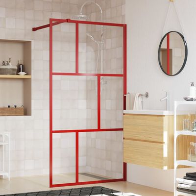 vidaXL Stijenka za walk-in tuš sa staklom ESG crvena 115 x 195 cm