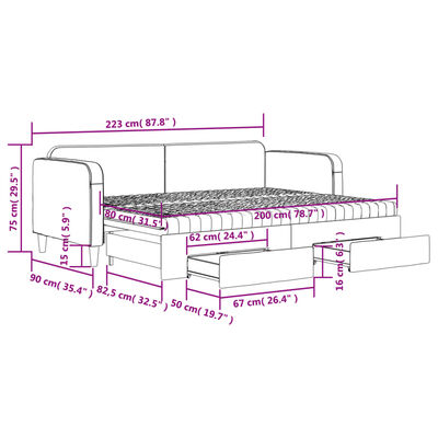 vidaXL Dnevni krevet na razvlačenje smeđesivi 80 x 200 cm od tkanine