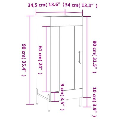 vidaXL Komoda bijela 34,5 x 34 x 90 cm od konstruiranog drva