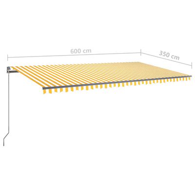 vidaXL Automatska tenda sa senzorom LED 600 x 350 cm žuto-bijela