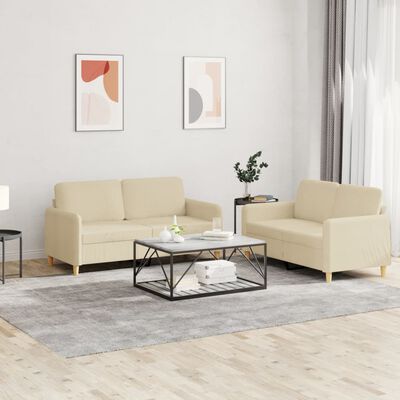 vidaXL 2-dijelni set sofa s jastucima krem od tkanine