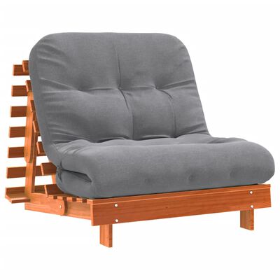 vidaXL Futon na razvlačenje s madracem smeđi 90 x 206 x 11 cm borovina