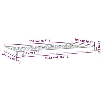 vidaXL Okvir za krevet smeđa boja meda 100x200 cm od masivne borovine