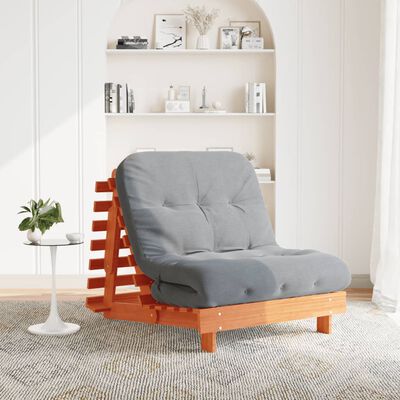 vidaXL Futon na razvlačenje s madracem smeđi 80 x 206 x 11 cm borovina