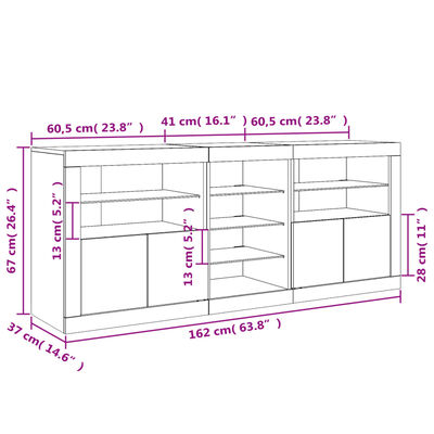 vidaXL Komoda s LED svjetlima smeđa boja hrasta 162 x 37x 67 cm