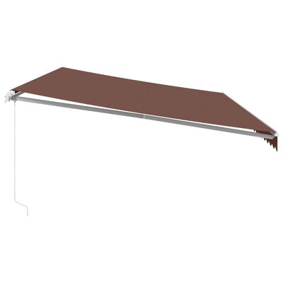 vidaXL Tenda na ručno uvlačenje s LED smeđa 600x350 cm