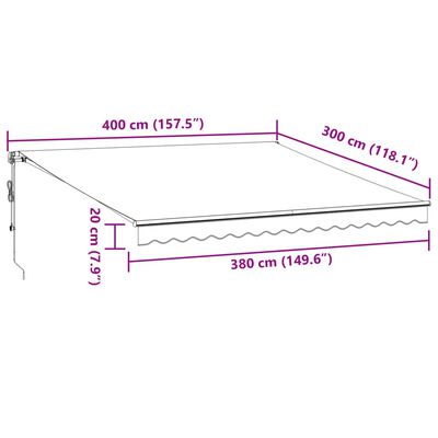 vidaXL Tenda na automatsko uvlačenje LED antracit i bijela 400x300 cm