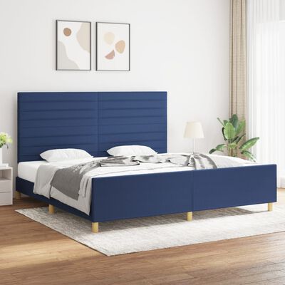 vidaXL Okvir za krevet s uzglavljem plavi 200 x 200 cm od tkanine