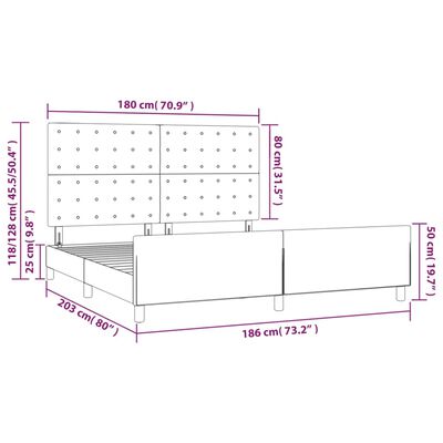 vidaXL Okvir za krevet s uzglavljem bijeli 180x200 cm od umjetne kože