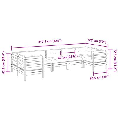 vidaXL 7-dijelni set vrtnih sofa s jastucima masivno drvo duglazije