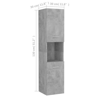 vidaXL Kupaonski ormarić siva boja betona 30 x 30 x 130 cm drveni