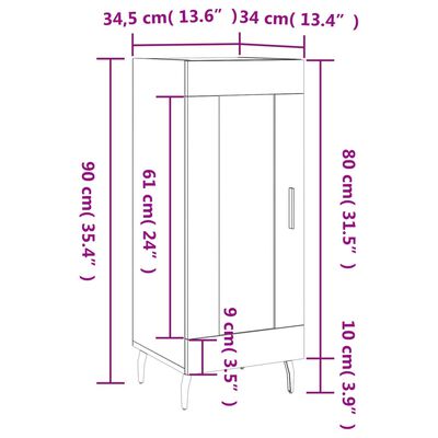 vidaXL Komoda crna 34,5 x 34 x 90 cm od konstruiranog drva