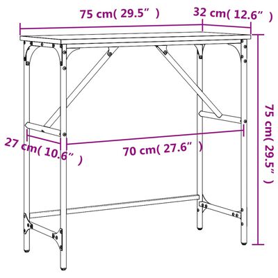 vidaXL Konzolni stol smeđa boja hrasta 75x32x75 cm konstruirano drvo