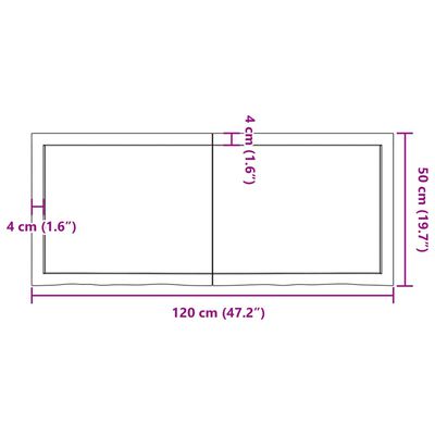 vidaXL Stolna ploča 120x50x(2-4) cm od netretirane masivne hrastovine