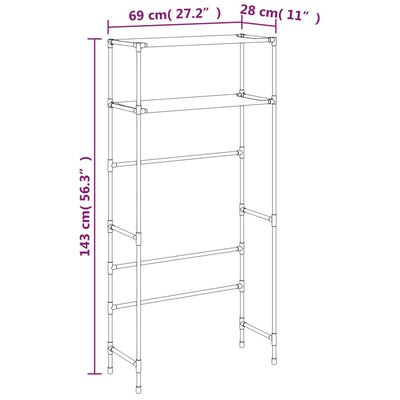 vidaXL Stalak za pohranu na 2 razine crni 69 x 28 x 143 cm željezni