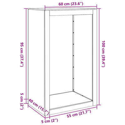 vidaXL Stalak za drva za ogrjev bijeli 60x40x100 cm čelični