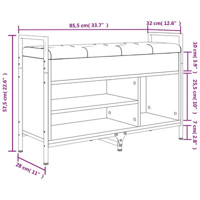 vidaXL Klupa za cipele boja hrasta 85,5x32x57,5 cm konstruirano drvo