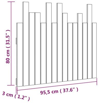 vidaXL Zidno uzglavlje 95,5x3x80 cm od masivne borovine